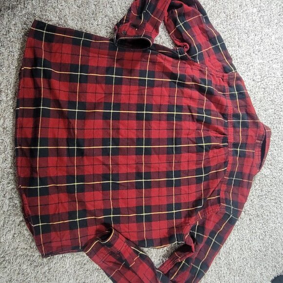 LL Bean Flannel Shirt Mens Large Black Red Button Up Plaid Buffalo Flaw* - Picture 6 of 8
